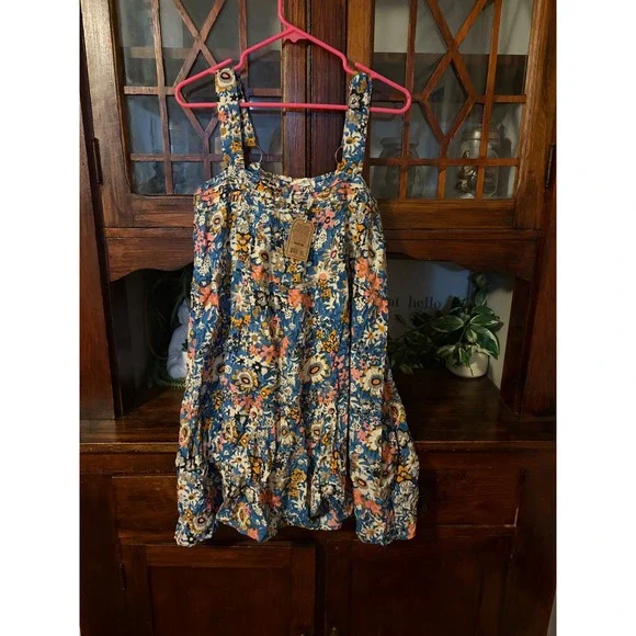 Natural Life Women Blue Floral Tiered Boho Sun Dress Medium NWT - Picture 1 of 5